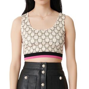 MAJE Logo Print Racer Back Crop Top sz 2 (M)